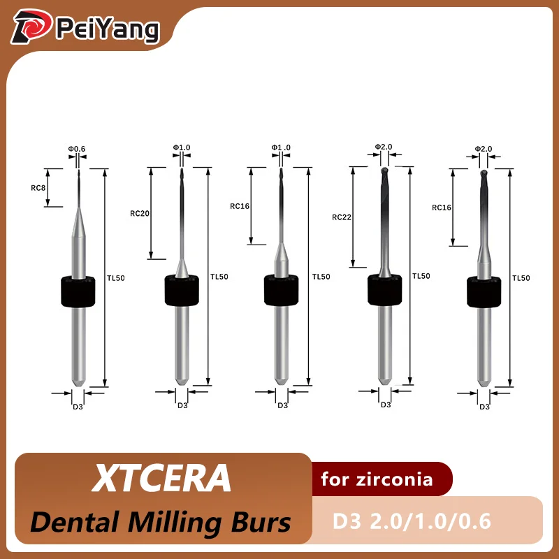 XTCERA Zirconia DC Diamond Coating Milling Cutter Shank 3 Diameter 2.0/1.0/0.6mm Drill Dental Milling Burs
XTCERA Zirconia DC Diamond Coating Milling Cutter Shank 3 Diameter 2.0/1.0/0.6mm Drill Dental Milling Burs