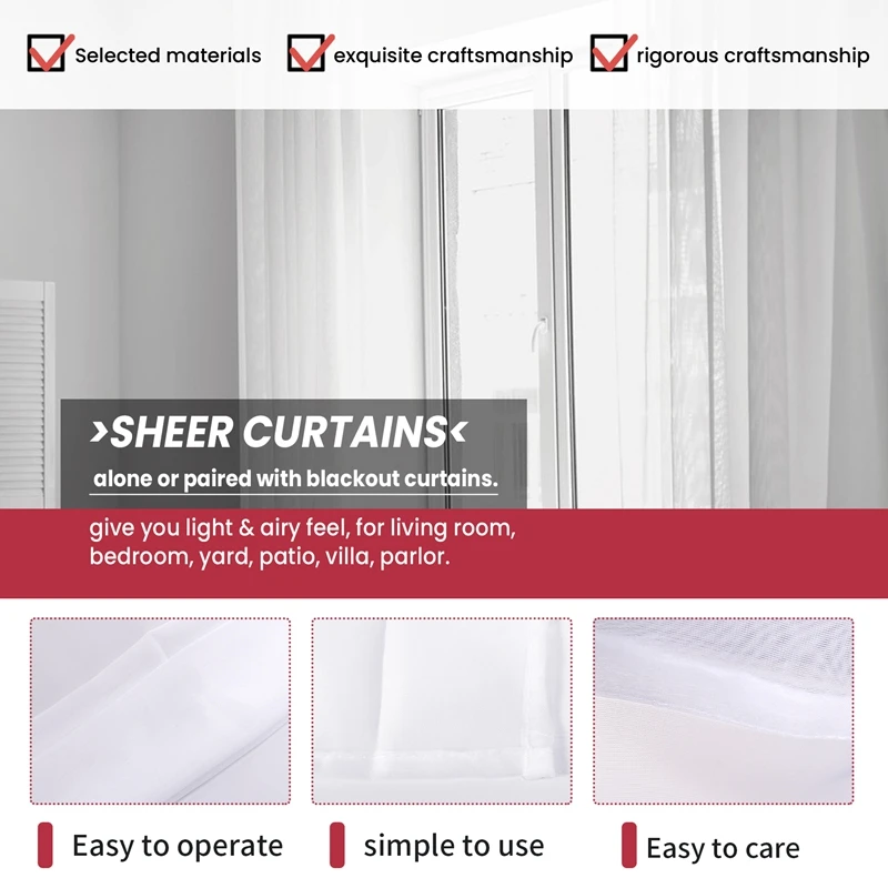 Window White Sheer Curtains Long 2 Panels Sheer White Curtains Clear Curtains Basic Rod Pocket Panel
Window White Sheer Curtains Long 2 Panels Sheer White Curtains Clear Curtains Basic Rod Pocket Panel
