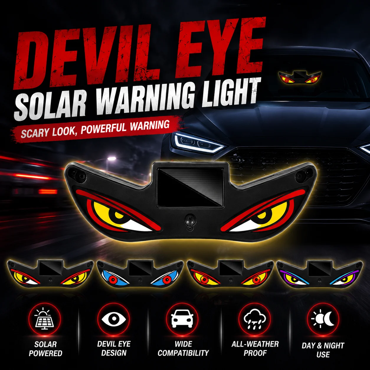 Devil Eyes Solar Warning Light For Cars Led Eye Catching Safety Light To Avoid Tailgating And Improve Night Driving Safety
Devil Eyes Solar Warning Light For Cars Led Eye Catching Safety Light To Avoid Tailgating And Improve Night Driving Safety