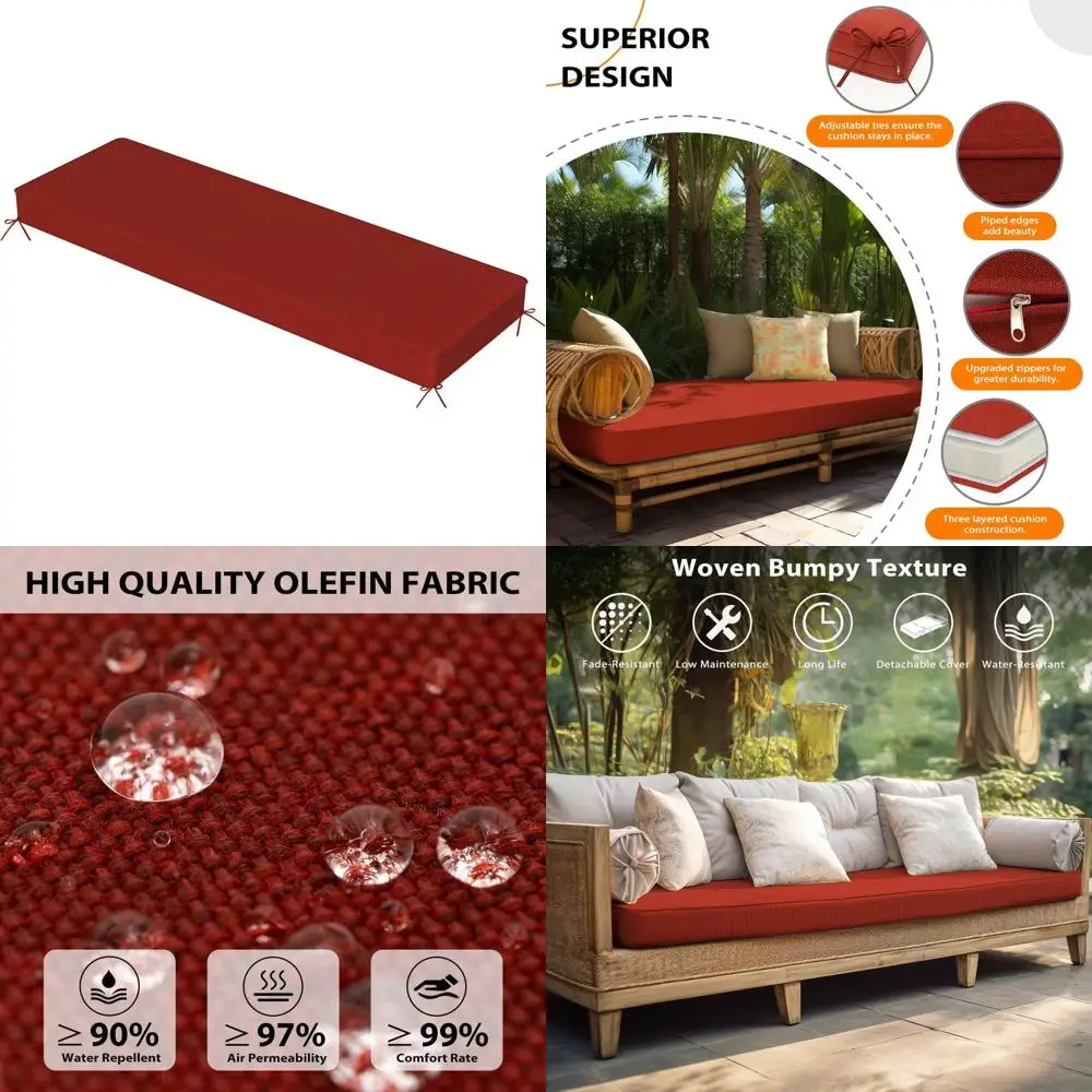 Красная водостойкая подушка для садового дивана с ремнями, 48 x 18 x 4 дюйма.
Красная водостойкая подушка для садового дивана с ремнями, 48 x 18 x 4 дюйма.