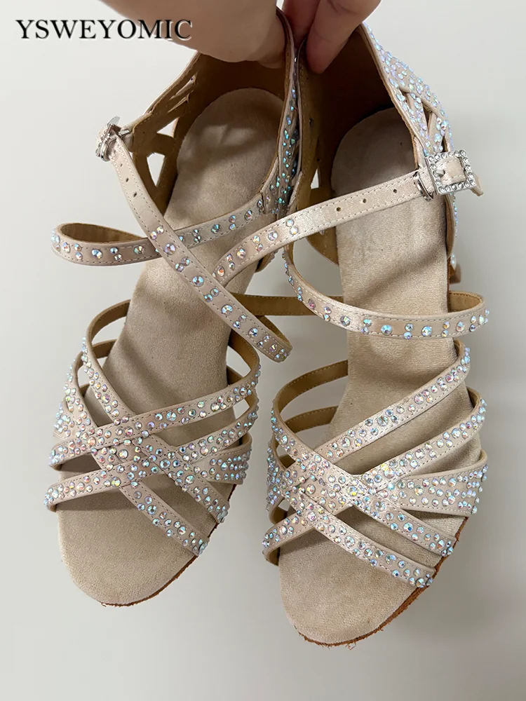 Latin Dance Shoes Khaki Color Crystal Women Suede Sole Customized Comfort Ballroom Salsa Dancing Shoes
Latin Dance Shoes Khaki Color Crystal Women Suede Sole Customized Comfort Ballroom Salsa Dancing Shoes