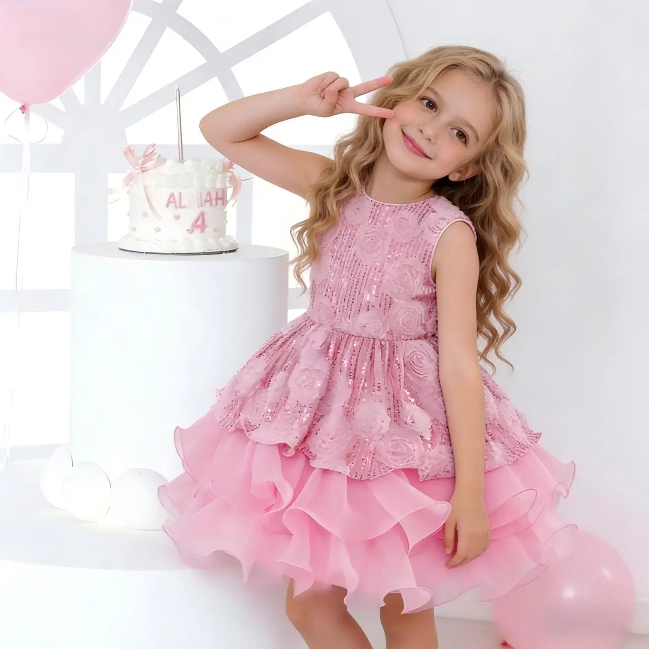 2026 Summer New Girls' Sequin 3D Rose Tulle Dress Ruffle Tiered Tutu Flower Girl Wedding Birthday Party Gown Kids Costume 2-12Y
2026 Summer New Girls' Sequin 3D Rose Tulle Dress Ruffle Tiered Tutu Flower Girl Wedding Birthday Party Gown Kids Costume 2-12Y