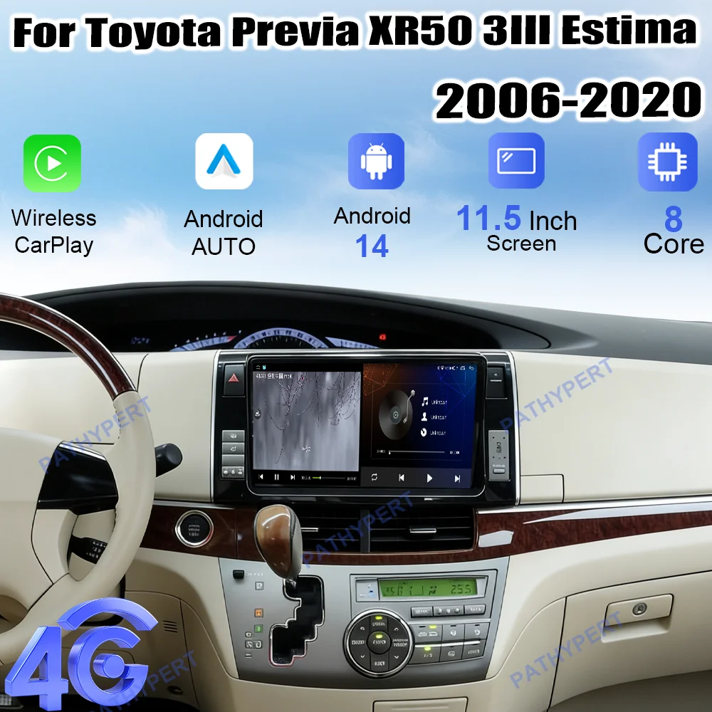7870 CPU Carplay Car Radio Android 14 11.5" For Toyota Previa XR50 3IIl Estima 2006-2020 Left and Right Rudders 2 USB Ports 4G
7870 CPU Carplay Car Radio Android 14 11.5" For Toyota Previa XR50 3IIl Estima 2006-2020 Left and Right Rudders 2 USB Ports 4G