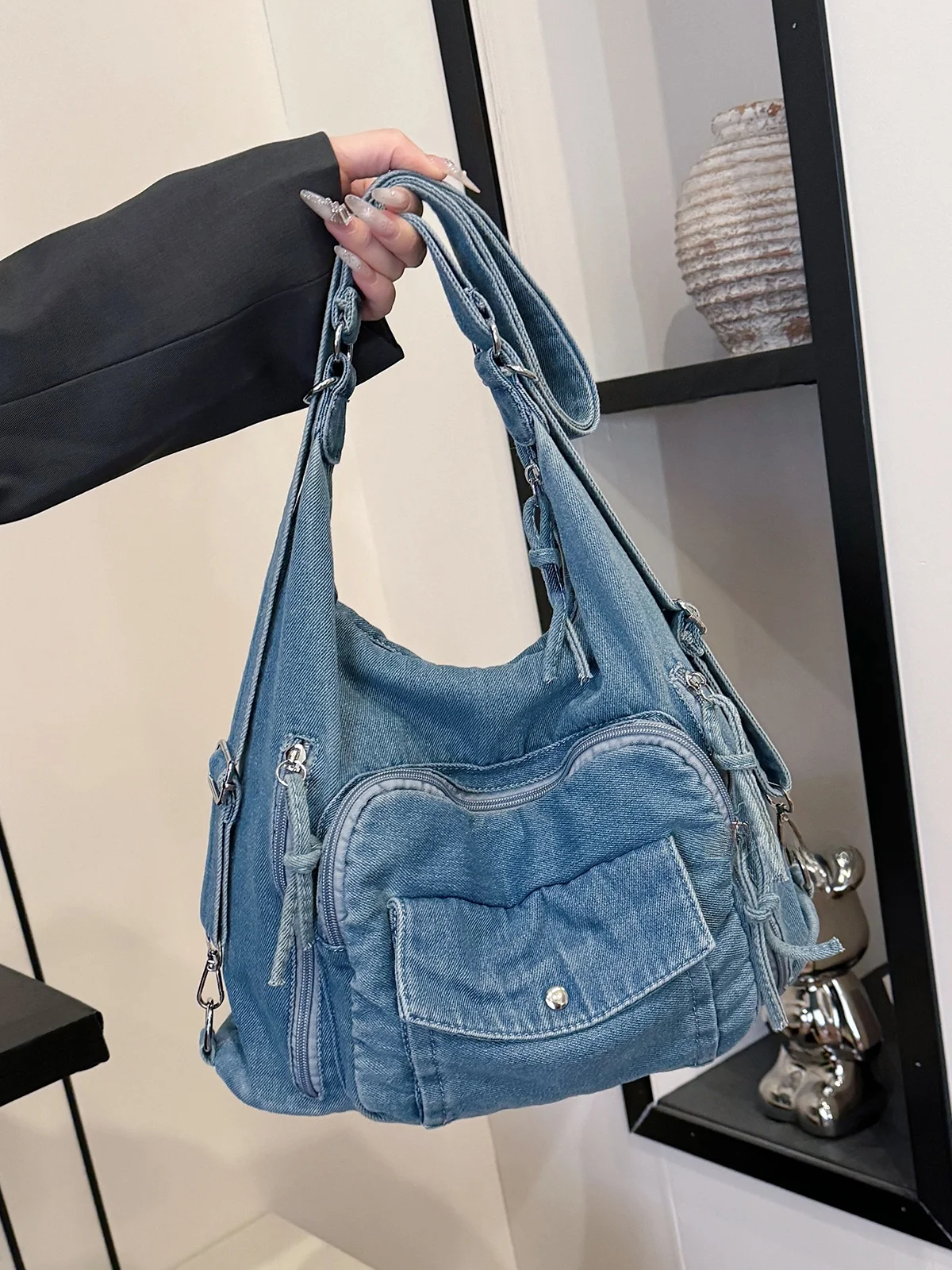 Casual Large Capaci Denim oulder Bag Women's Commuter Bapa Multi-Use Single oulder Satchel Crossbody Bag
Casual Large Capaci Denim oulder Bag Women's Commuter Bapa Multi-Use Single oulder Satchel Crossbody Bag