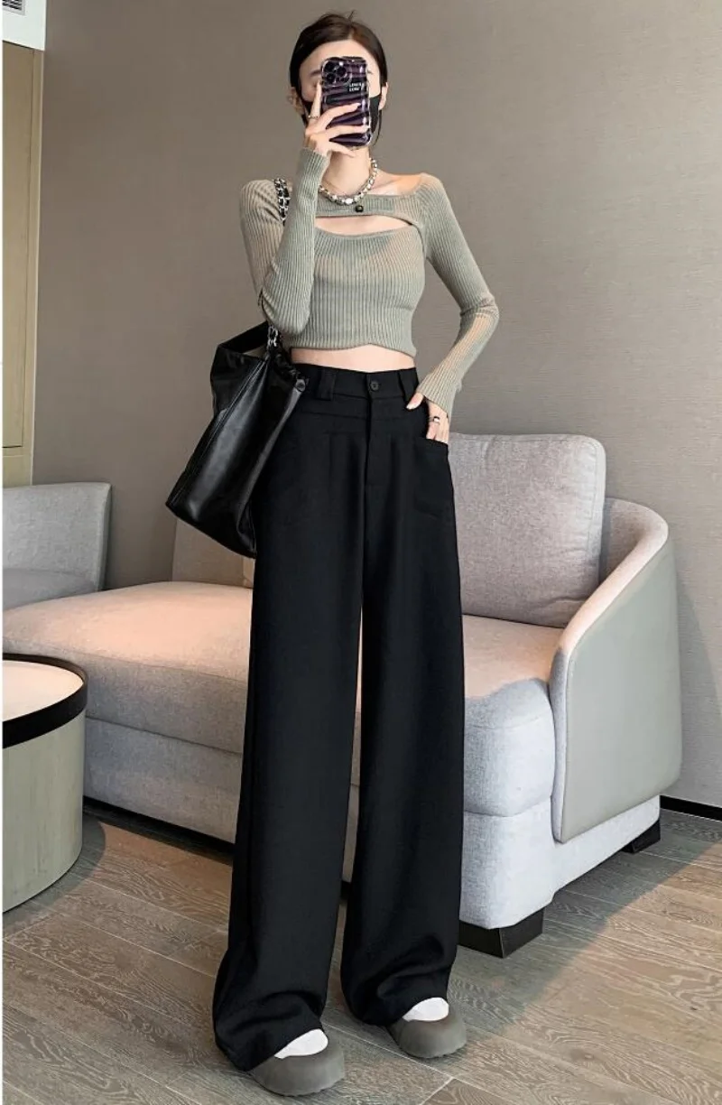 Women'S Loose Summer 2025 New High Waist Wide Legs Slim Casual Trousers Korean Fashion Trend Female Suit Straight Pants
Women'S Loose Summer 2025 New High Waist Wide Legs Slim Casual Trousers Korean Fashion Trend Female Suit Straight Pants