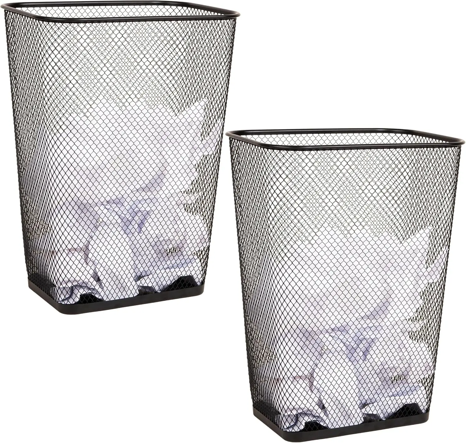 10 Gallon Metal Mesh Waste Paper Bins, Set of 2 with Solid Bottom and Non-Slip Pads for Office and Home Use, Black
10 Gallon Metal Mesh Waste Paper Bins, Set of 2 with Solid Bottom and Non-Slip Pads for Office and Home Use, Black