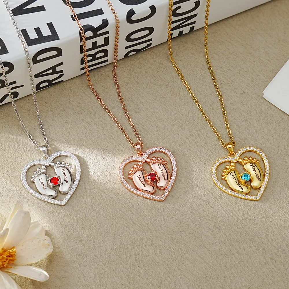 Customized Baby Feet Pendant with Birthstone Option Necklaces Custom Name Engraved Heart Necklace Mothers Day Necklaces for wome
Customized Baby Feet Pendant with Birthstone Option Necklaces Custom Name Engraved Heart Necklace Mothers Day Necklaces for wome