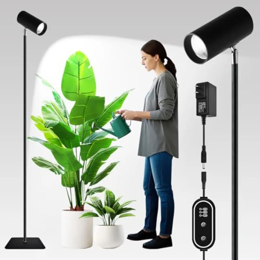 30W Full Spectrum Grow Light 5000LM High-CRI COB LED Floor Lamp with 6/8/12H Timer Adjustable Height 28-83 inches Angle for Ind
30W Full Spectrum Grow Light 5000LM High-CRI COB LED Floor Lamp with 6/8/12H Timer Adjustable Height 28-83 inches Angle for Ind