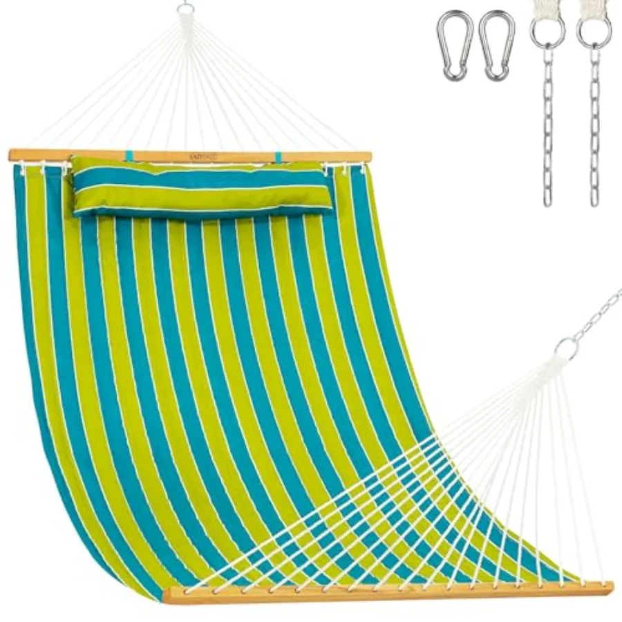 Outdoor double 2-person quilted fabric hammock with pillow and spreader bar for patio, garden, yard, pool, beachgray, durable p
Outdoor double 2-person quilted fabric hammock with pillow and spreader bar for patio, garden, yard, pool, beachgray, durable p