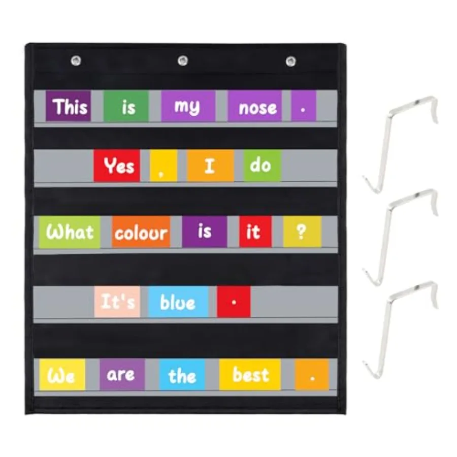 Standard Pocket Chart, Pocket Chart for Classroom with 5 Clear Pockets, Black Storage Pockets Charts Schedule Wall File Organiz
Standard Pocket Chart, Pocket Chart for Classroom with 5 Clear Pockets, Black Storage Pockets Charts Schedule Wall File Organiz