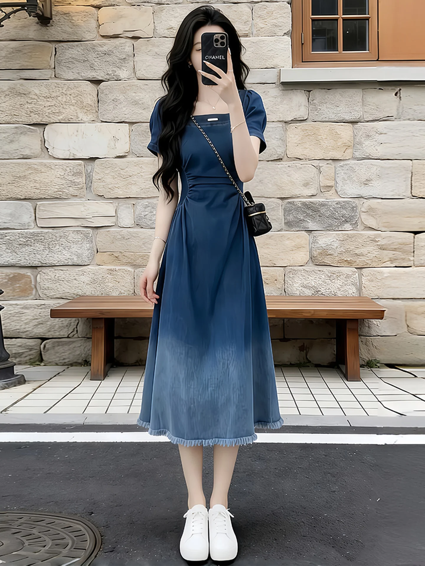 Hong Kong Style Blue Denim Dress Women's Fashion Slimming Waist A-Line Skirt Short Sleeve Zipper Closure High Waist Dress
Hong Kong Style Blue Denim Dress Women's Fashion Slimming Waist A-Line Skirt Short Sleeve Zipper Closure High Waist Dress