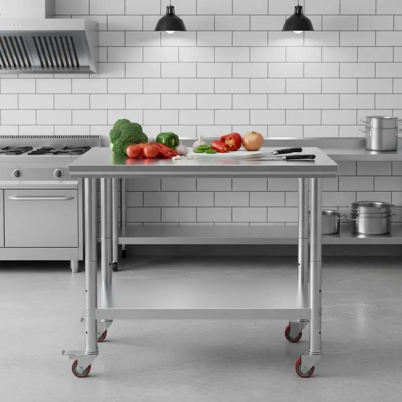 Stainless Steel Work Table 35 x 24 x 33 Inch, 700 LBS Load Capacity with 4 Wheels, 3 Adjustable Height Levels, Heavy Duty Food Prep Worktable for Commercial Kitchen Restaurant, Silver
Stainless Steel Work Table 35 x 24 x 33 Inch, 700 LBS Load Capacity with 4 Wheels, 3 Adjustable Height Levels, Heavy Duty Food Prep Worktable for Commercial Kitchen Restaurant, Silver