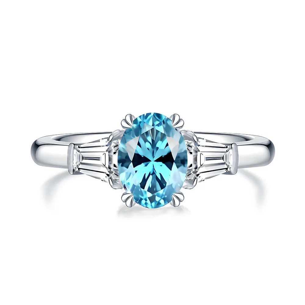 925 sterling silver oval sea blue high carbon diamond ring women's light luxury IG style European and American women's jewelry
925 sterling silver oval sea blue high carbon diamond ring women's light luxury IG style European and American women's jewelry