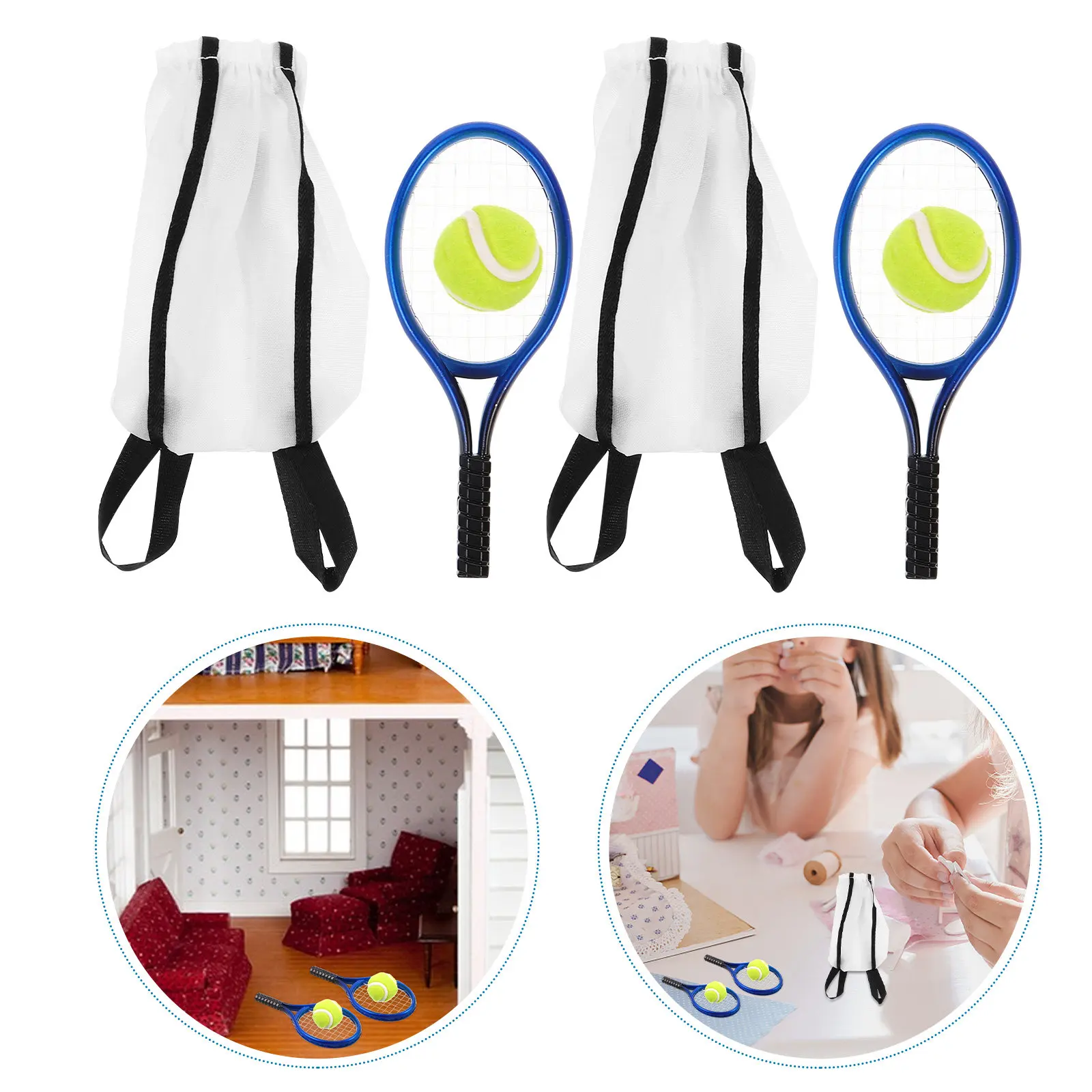 2 комплекта мини-теннисных ракеток с реалистичным дизайном, сумка для хранения, для кукольного домика, спортивные аксессуары, миниатюрное теннисное оборудование, настольный набор
2 комплекта мини-теннисных ракеток с реалистичным дизайном, сумка для хранения, для кукольного домика, спортивные аксессуары, миниатюрное теннисное оборудование, настольный набор