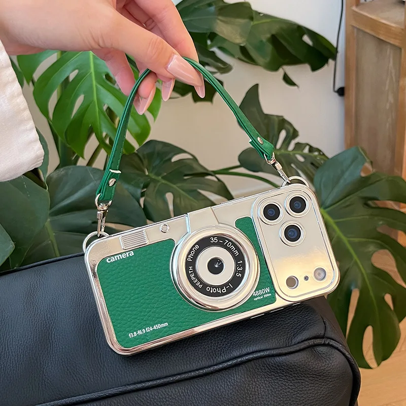 Retro Camera Style Phone Case for iPhone 17 16 15 14 13 Pro Max Electroplated Luxury TPU Cover with Lanyard Crossbody Funda
Retro Camera Style Phone Case for iPhone 17 16 15 14 13 Pro Max Electroplated Luxury TPU Cover with Lanyard Crossbody Funda