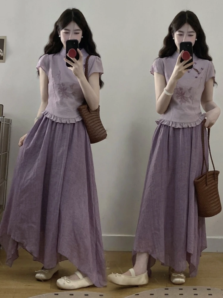 New Chinese Style Women's Fashion Set Summer plus Size Micro Fat MM High-End Feeling Personality Top Half-Skirt Two-Piece Set
New Chinese Style Women's Fashion Set Summer plus Size Micro Fat MM High-End Feeling Personality Top Half-Skirt Two-Piece Set