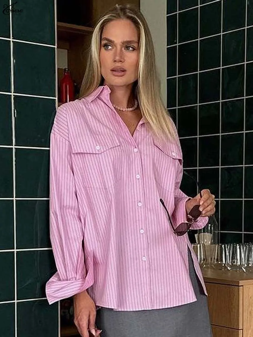 Oymimi Elegant Pink Print Women's Shirt Fashion Turn-Down Collar Long Sleeve Blouses Casual Single Breasted Pockets Shirt Female
Oymimi Elegant Pink Print Women's Shirt Fashion Turn-Down Collar Long Sleeve Blouses Casual Single Breasted Pockets Shirt Female
