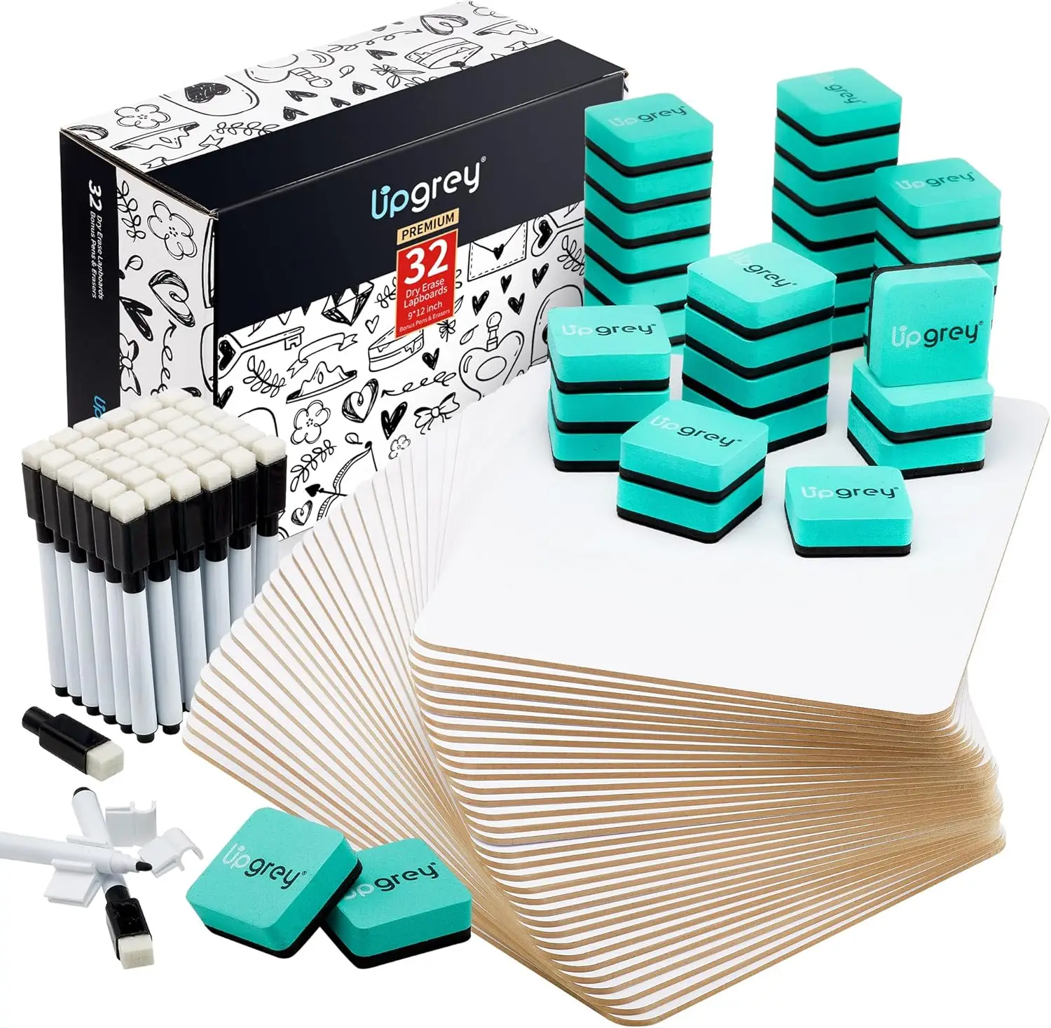 Dry Erase Lapboards 32 Pack, Double-Sided 9x12 Small White Board for Classroom Students, Portable Mini Whiteboard with 36 Pens
Dry Erase Lapboards 32 Pack, Double-Sided 9x12 Small White Board for Classroom Students, Portable Mini Whiteboard with 36 Pens