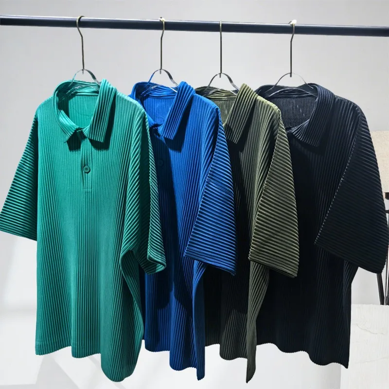 Miyake Pleated Short-sleeved Polo Shirt Men's Clothes Top Short-sleeved Summer Loose Business Casual T-shirt Higher Quality
Miyake Pleated Short-sleeved Polo Shirt Men's Clothes Top Short-sleeved Summer Loose Business Casual T-shirt Higher Quality