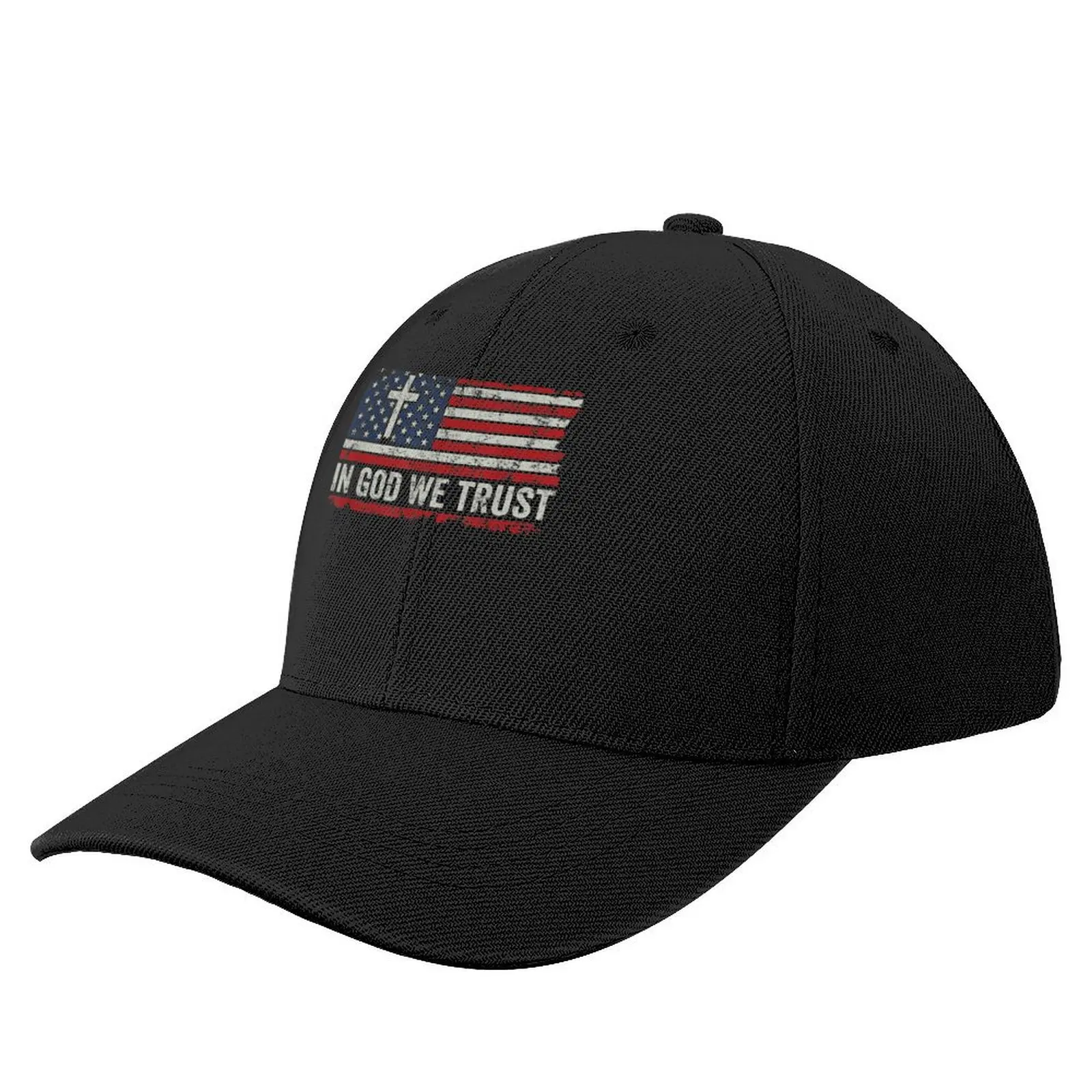 

In God We Trust - Vintage USA Flag Cross Patriotic Christian T-Shirt Baseball Cap cute Thermal Visor Men's Caps Women's