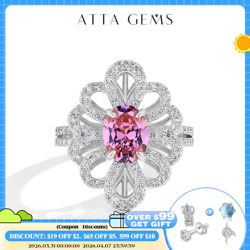ATTAGEMS Luxury D VVS1 Moissanite Rings for Women Created Pink Zircon S925 Sterling Silver Flower shape Engagement Wedding Gift
ATTAGEMS Luxury D VVS1 Moissanite Rings for Women Created Pink Zircon S925 Sterling Silver Flower shape Engagement Wedding Gift