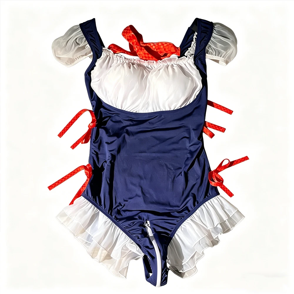 Women Cute One Piece Bodysuits with Puff Sleeve Ruffle Hem Bow Tie Sweet Jumpsuit for Daily Cosplay Costume Party Themed Events
Women Cute One Piece Bodysuits with Puff Sleeve Ruffle Hem Bow Tie Sweet Jumpsuit for Daily Cosplay Costume Party Themed Events