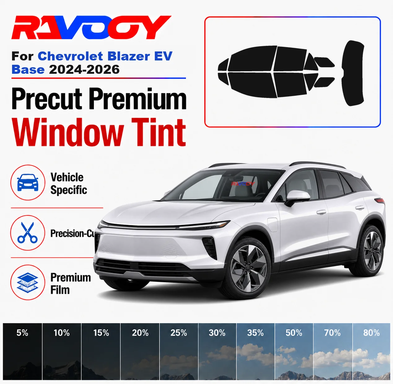 Premium Precut Window Tint Kit Front Rear Windows Rear Windshield For Chevrolet Blazer EV Base 2024-2026 Nano Ceramic Film
Premium Precut Window Tint Kit Front Rear Windows Rear Windshield For Chevrolet Blazer EV Base 2024-2026 Nano Ceramic Film