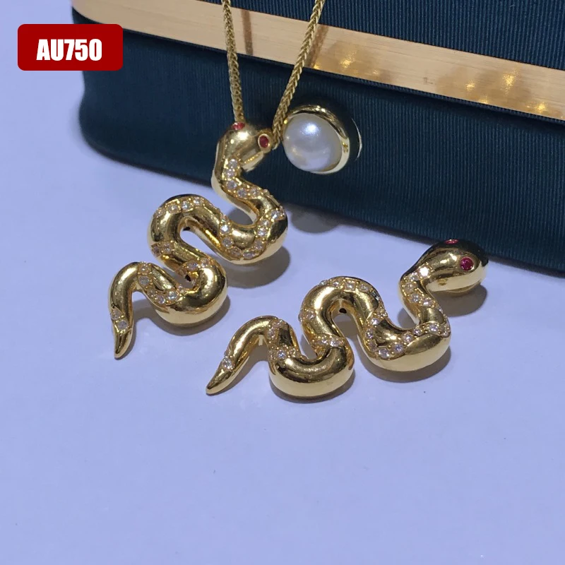 Authentic AU750 Real 18K Gold Long Snake Pendant Necklace Delicate Gift For Woman Fine Jewelry
Authentic AU750 Real 18K Gold Long Snake Pendant Necklace Delicate Gift For Woman Fine Jewelry