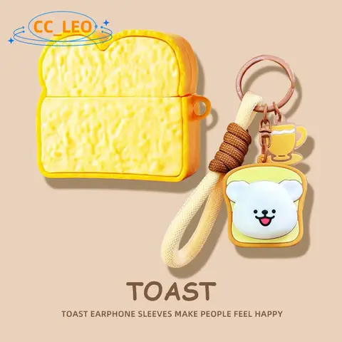 For VIVO TWS 3E Case Cartoon Toast Keychain Pendant Cute Ghost Silicone Soft Case VIVO TWS 3E Protective Cover Cartoon Panda