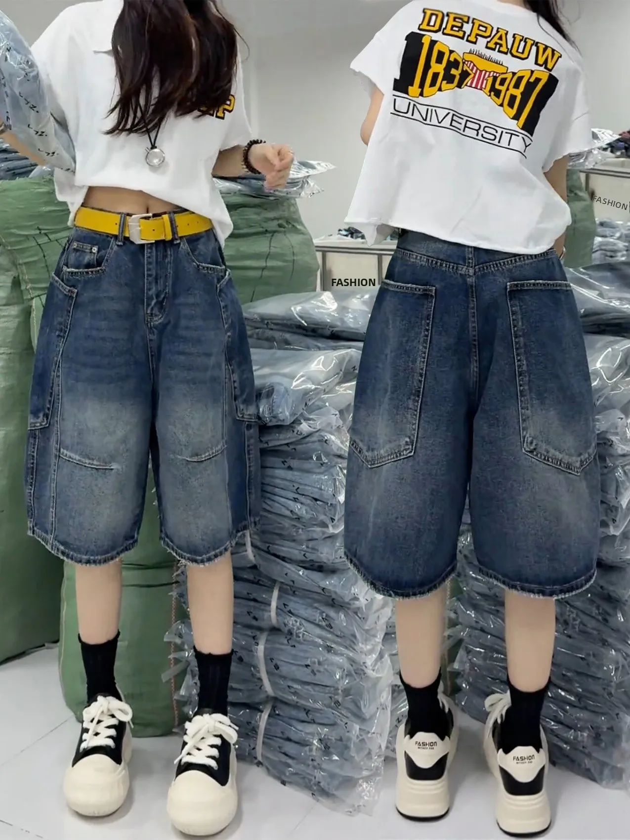High Waist Wide Leg Five Shorts American Style Jeans Women's Summer Thin New High Waist plus Size Slimming Wide Leg Shorts
High Waist Wide Leg Five Shorts American Style Jeans Women's Summer Thin New High Waist plus Size Slimming Wide Leg Shorts