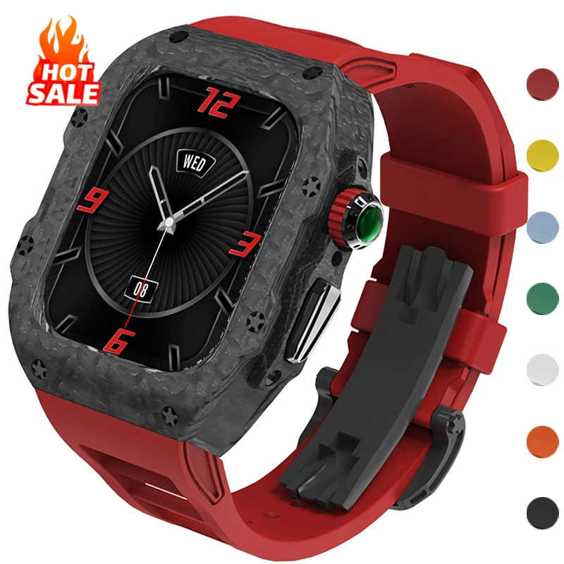 Комплект для модификации из углеродного волокна для Apple Watch 11 10 9 8 7 6SE, силиконовый спортивный ремешок для iWatch 42 49 46 45 44, ремешок-чехол для замены
Комплект для модификации из углеродного волокна для Apple Watch 11 10 9 8 7 6SE, силиконовый спортивный ремешок для iWatch 42 49 46 45 44, ремешок-чехол для замены