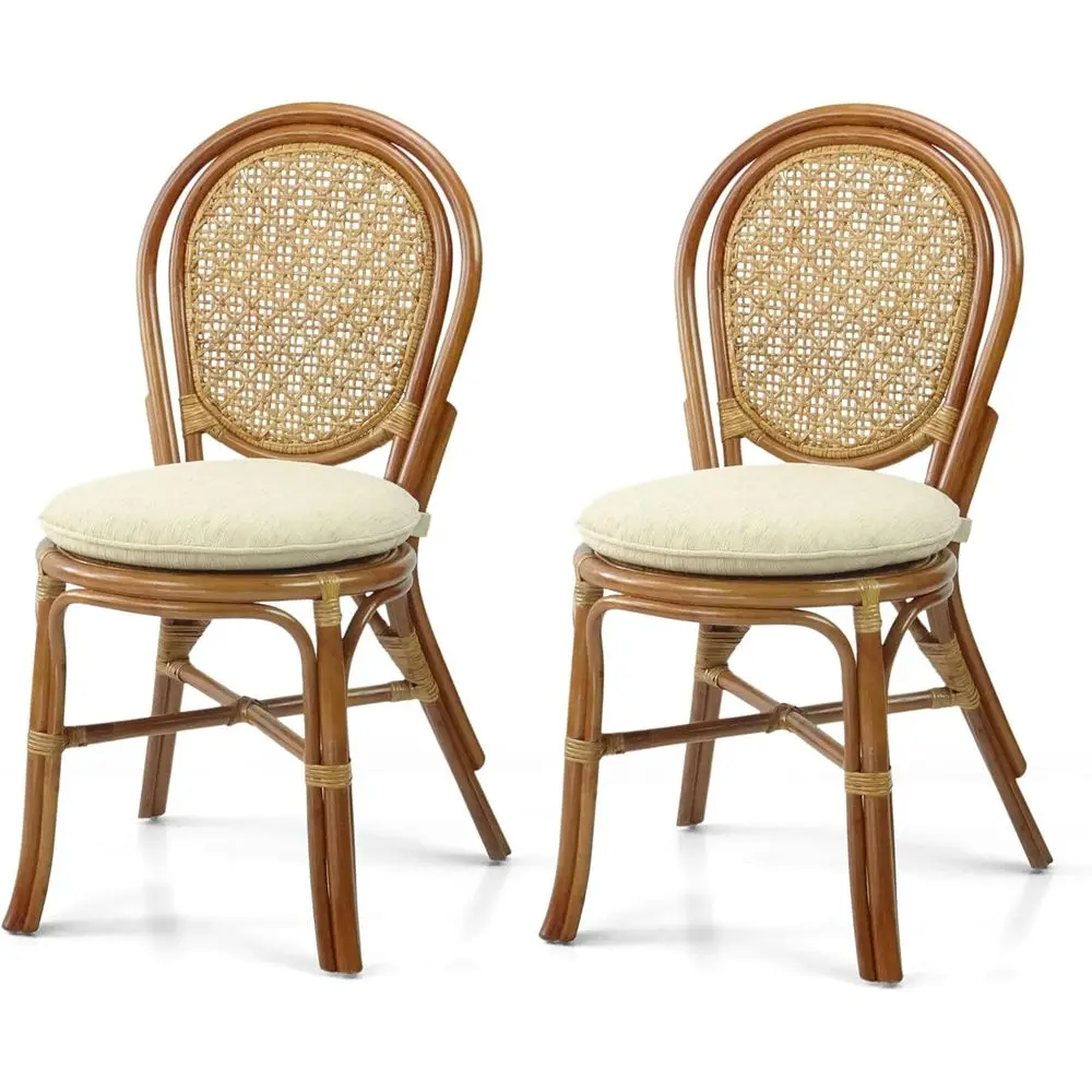 Handcrafted Wicker Side Chair with Cream Cushion in Natural Rattan and Colonial Color
Handcrafted Wicker Side Chair with Cream Cushion in Natural Rattan and Colonial Color