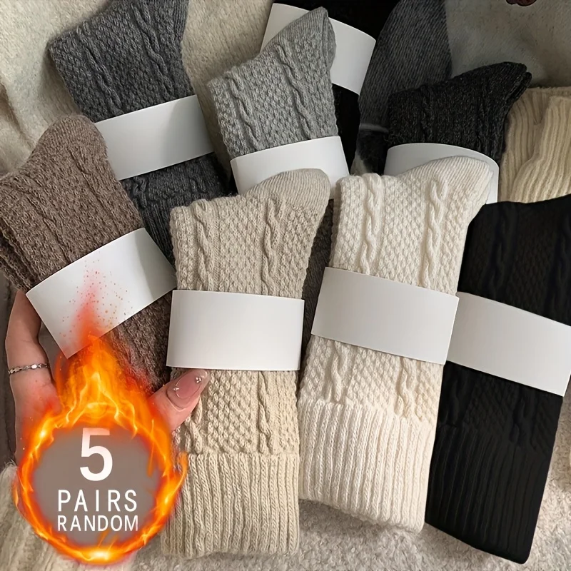 5 Pairs Of Autumn And Winter Thickened Retro Solid Color, Versatile Three-Dimensional Relief Fried Dough Twists Warm Stockings
5 Pairs Of Autumn And Winter Thickened Retro Solid Color, Versatile Three-Dimensional Relief Fried Dough Twists Warm Stockings