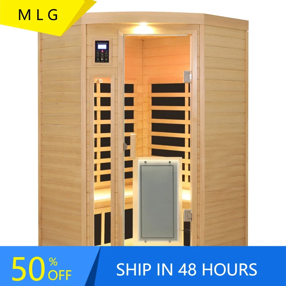 Low EMF Front door with heating panel Two persons Hemlock Far infrared corner Indoor sauna room
Low EMF Front door with heating panel Two persons Hemlock Far infrared corner Indoor sauna room