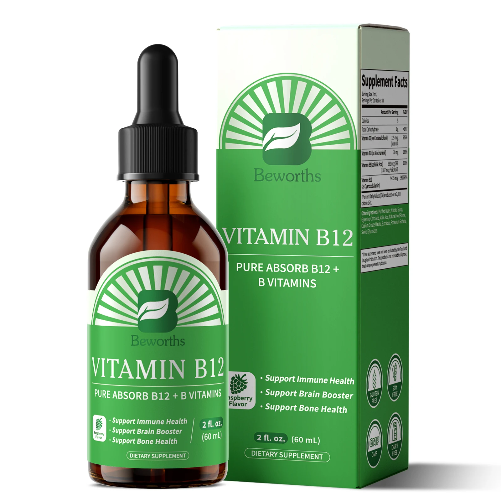 Beworths Vitamin B12 Drop with Vitamin B9 & D3,Calcium,Niacin Boosts Immune System Support Brain,Heart & Cardiovascular Health
Beworths Vitamin B12 Drop with Vitamin B9 & D3,Calcium,Niacin Boosts Immune System Support Brain,Heart & Cardiovascular Health