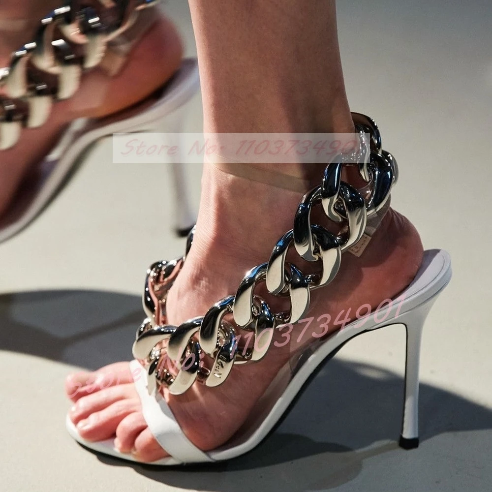 Metal Chain Snake Strap Sandals Women Fashion Patent Leather Open Toe PVC Strap High Heels Shoes Female Party Sexy Punk Sandals
Metal Chain Snake Strap Sandals Women Fashion Patent Leather Open Toe PVC Strap High Heels Shoes Female Party Sexy Punk Sandals