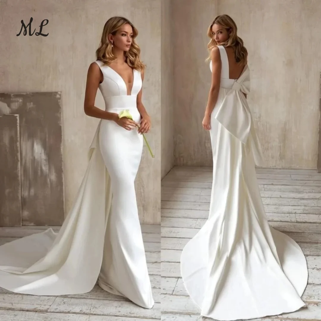 ML Mermaid Wedding Dress 2026 Detachable Train Bow V-Neck Elegant Simple Bridal Gown Sleevesless Vestidos De Novia Customized
ML Mermaid Wedding Dress 2026 Detachable Train Bow V-Neck Elegant Simple Bridal Gown Sleevesless Vestidos De Novia Customized