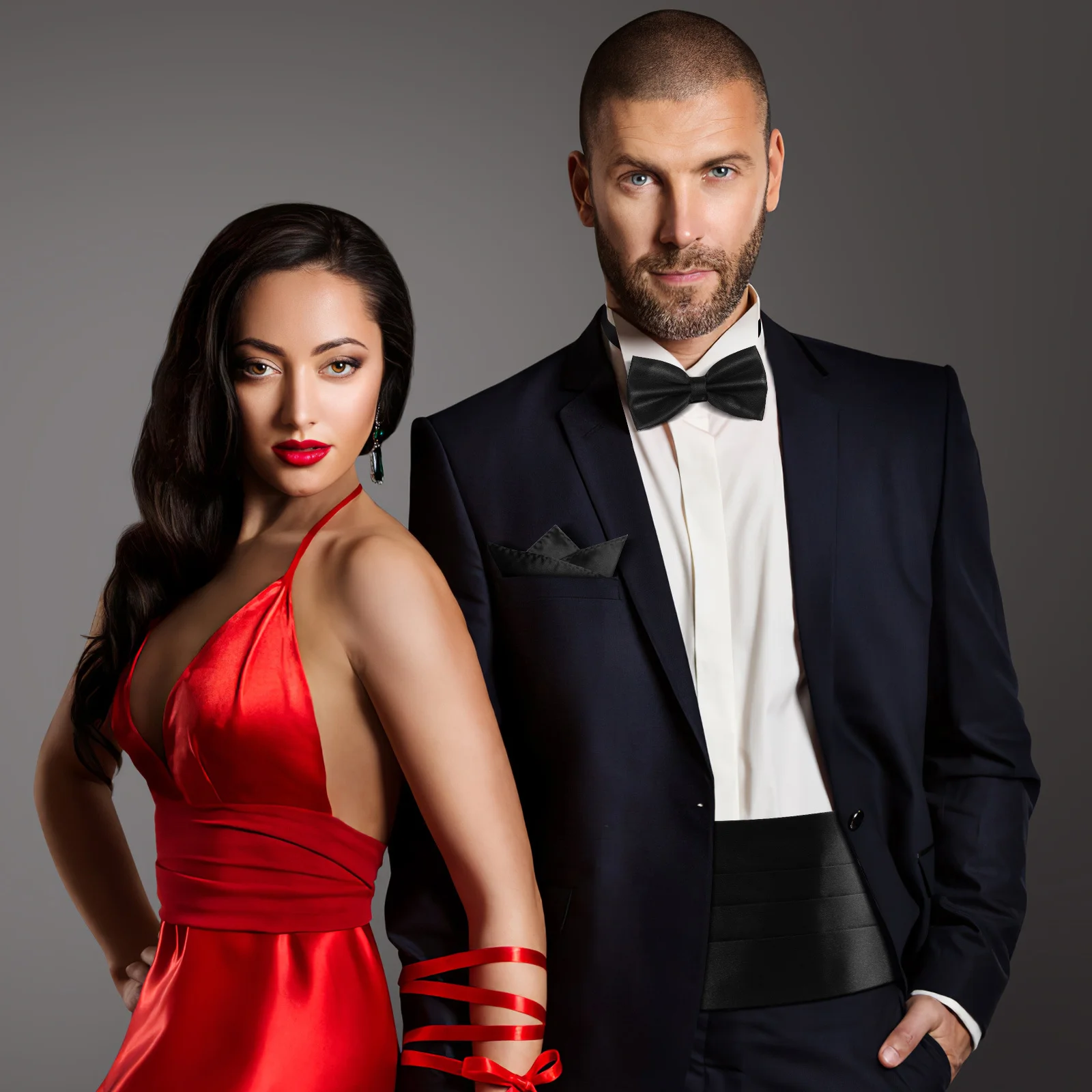 3Pcs Men's Classic Bow Tie Cummerbund Pocket Handkerchief Set Smooth Adjustable Suit Accessory for Weddings Proms Banquets Party 
3Pcs Men's Classic Bow Tie Cummerbund Pocket Handkerchief Set Smooth Adjustable Suit Accessory for Weddings Proms Banquets Party