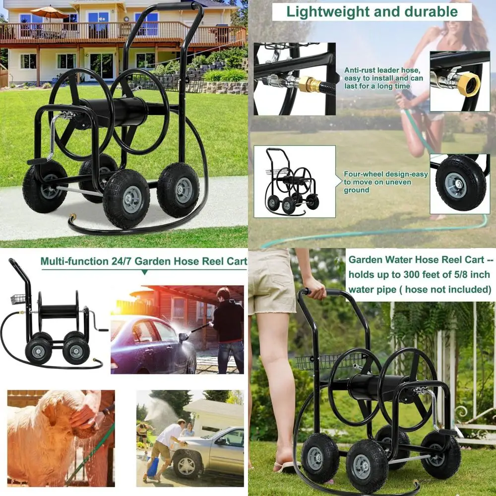 Garden Hose Reel Cart with Wheels, Holds 300-Feet of 5/8-Inch Hose, Heavy Duty Yard Water Planting 4 Wheels Outdoor Garden Lawn
Garden Hose Reel Cart with Wheels, Holds 300-Feet of 5/8-Inch Hose, Heavy Duty Yard Water Planting 4 Wheels Outdoor Garden Lawn