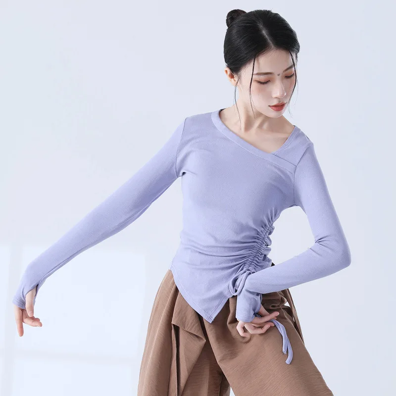 Dance practice clothes Modern classical dance clothes Slim-fit cover finger drawstring thin design top
Dance practice clothes Modern classical dance clothes Slim-fit cover finger drawstring thin design top