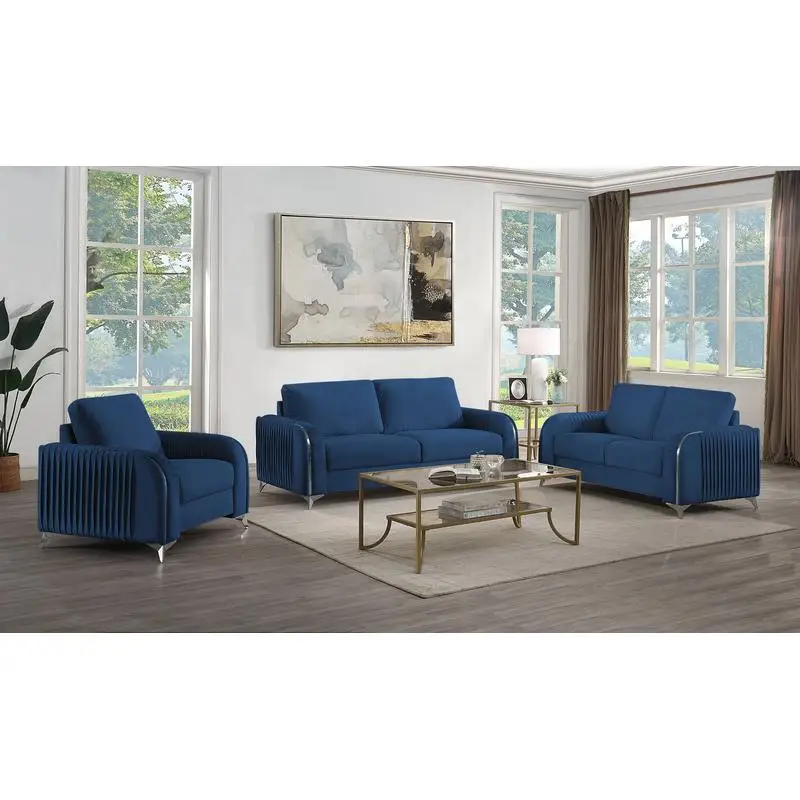 3-Piece Blue Velvet Living Room Set - Modern & Stylish Sofa Furniture
3-Piece Blue Velvet Living Room Set - Modern & Stylish Sofa Furniture