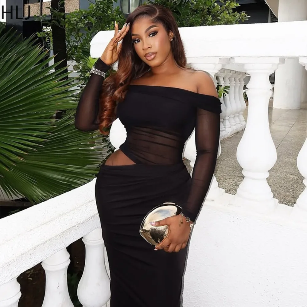 HLJ Elegant Mesh See Through Bodycon Dresses for Woman Solid Color Hollow-out Patchwork Dress Female Party Clubwear Vestidos New
HLJ Elegant Mesh See Through Bodycon Dresses for Woman Solid Color Hollow-out Patchwork Dress Female Party Clubwear Vestidos New