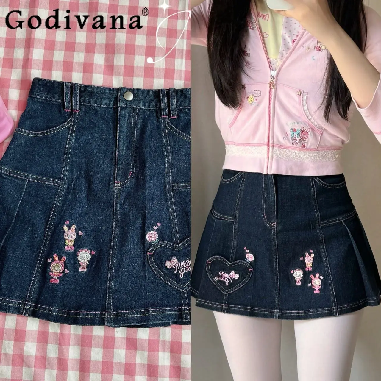 Japanese Cute Sweet Blue Denim Skirt Cartoon Embroidery Karma High Waist Thin Mini Skirt Summer New 2026 Daughter Y2k Skirt
Japanese Cute Sweet Blue Denim Skirt Cartoon Embroidery Karma High Waist Thin Mini Skirt Summer New 2026 Daughter Y2k Skirt