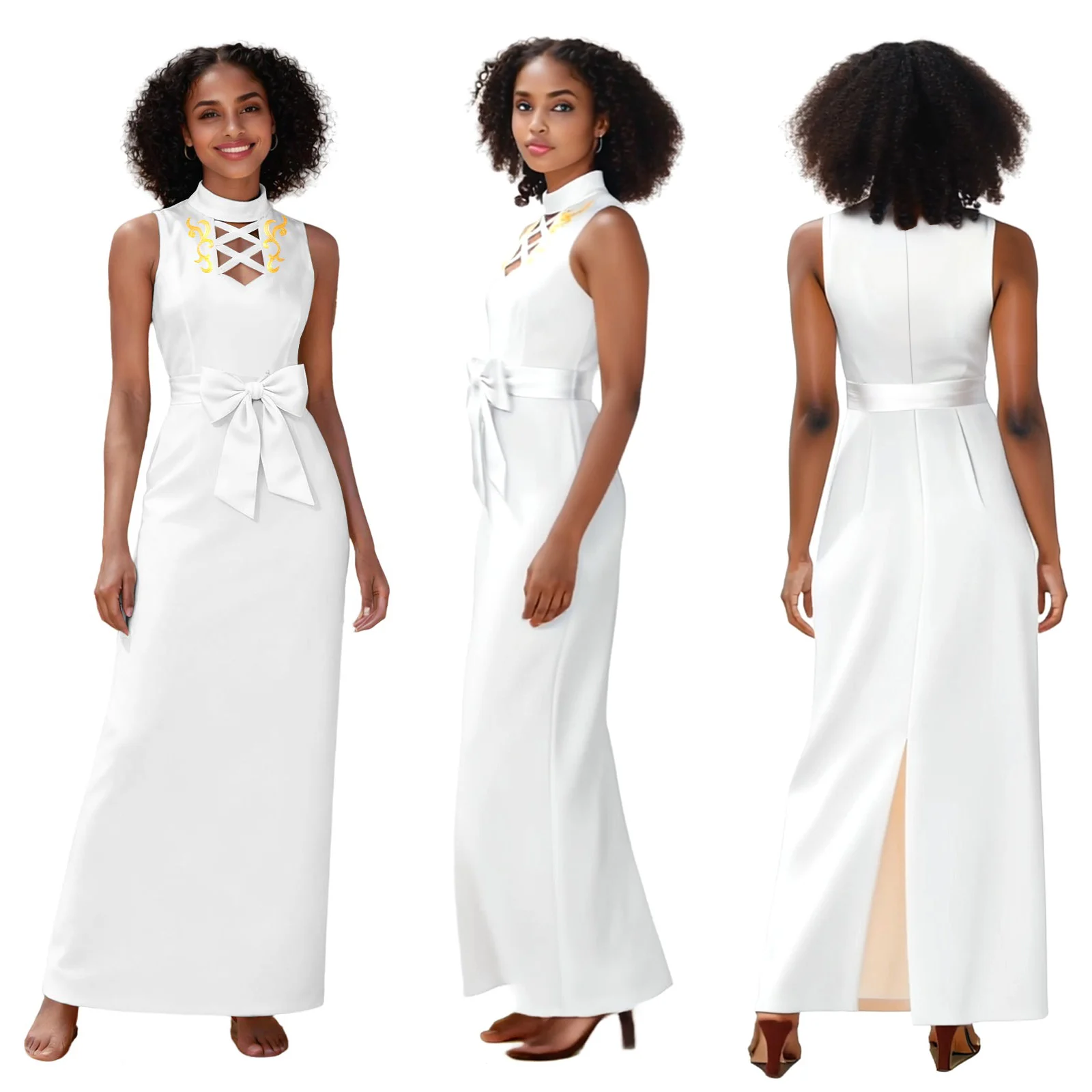 DBQ Ankle-Length Casual Dress for Women Sleeveless Gold Embroidery Appliques Turn-Down Collar with Belt African Style BD072
DBQ Ankle-Length Casual Dress for Women Sleeveless Gold Embroidery Appliques Turn-Down Collar with Belt African Style BD072