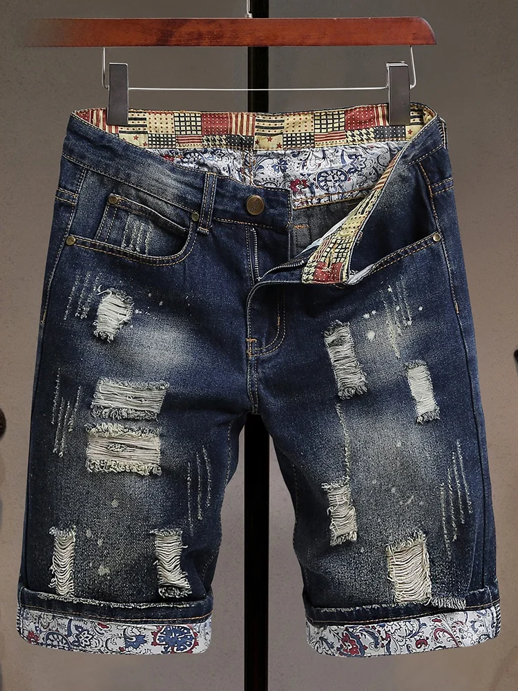 Fashionable Ripped Denim Shorts for Men Summer Trendy Brand Patched Straight Five-Part Pants Retro Mid-Calf Men's Shorts
Fashionable Ripped Denim Shorts for Men Summer Trendy Brand Patched Straight Five-Part Pants Retro Mid-Calf Men's Shorts