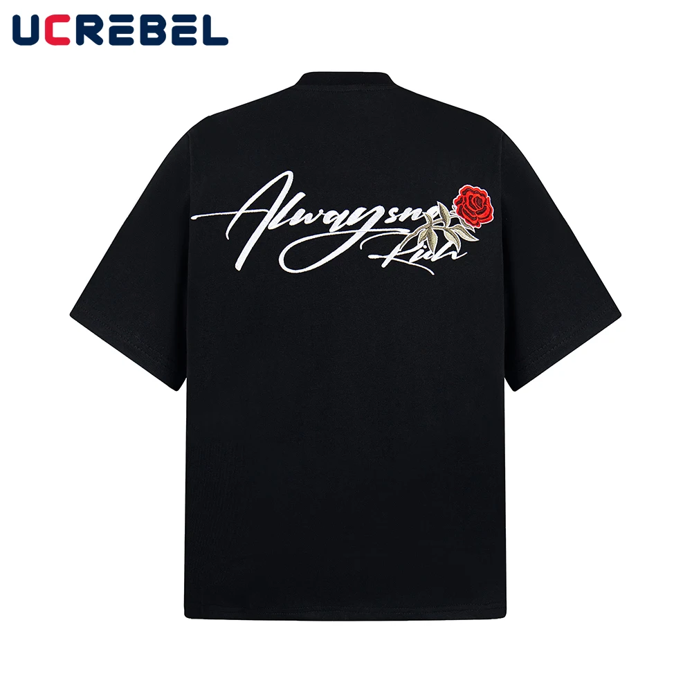 Rose Flower Embroidery Short Sleeve T-shirt Mens Retro High Street Half-Sleeve Loose Crew Neck Cotton Tshirt Men Tee
Rose Flower Embroidery Short Sleeve T-shirt Mens Retro High Street Half-Sleeve Loose Crew Neck Cotton Tshirt Men Tee