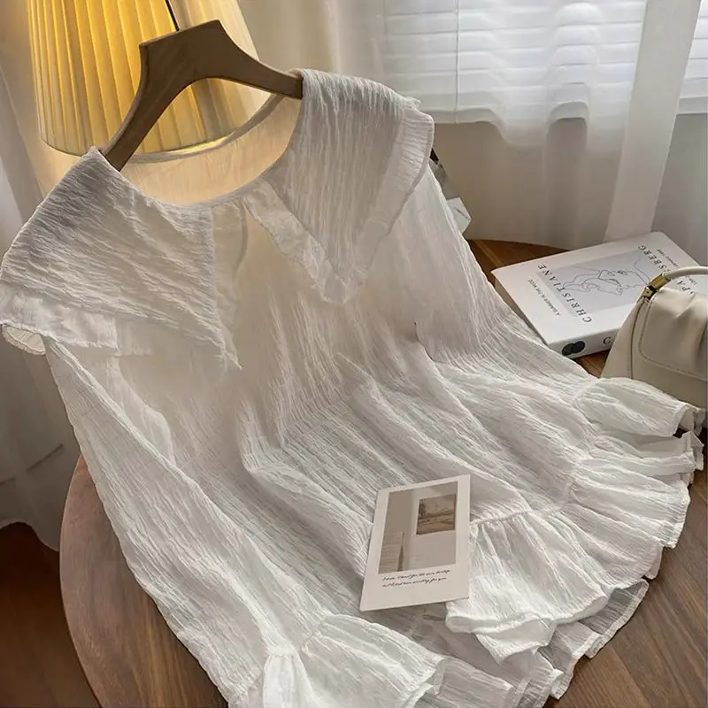 Blouses Women Solid Lovely Girls Inside Folds Loose Cozy Peter Pan Collar Preppy Style Younger Classy Femme Trendy Ins All-match
Blouses Women Solid Lovely Girls Inside Folds Loose Cozy Peter Pan Collar Preppy Style Younger Classy Femme Trendy Ins All-match