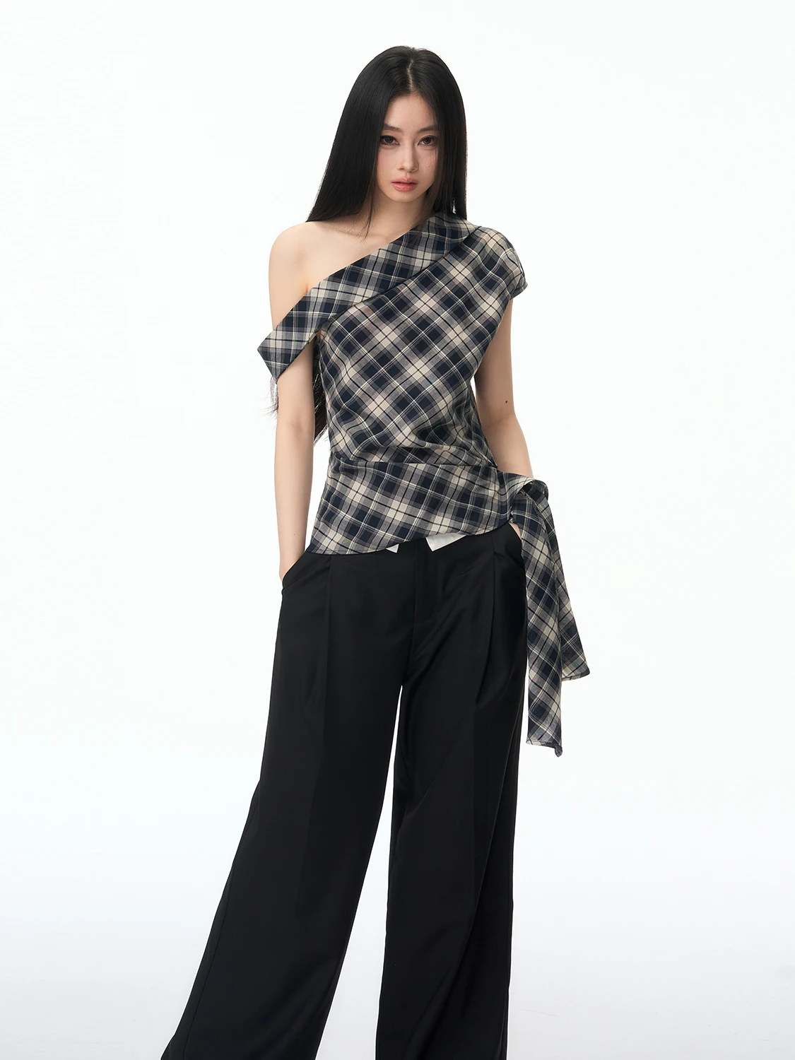 PUNCH Summer New 26SS Women's Slim Fit irt with Sa No Sve Plaid Asymmetrical oulder Modal Cotton Blend Outerwear
PUNCH Summer New 26SS Women's Slim Fit irt with Sa No Sve Plaid Asymmetrical oulder Modal Cotton Blend Outerwear
