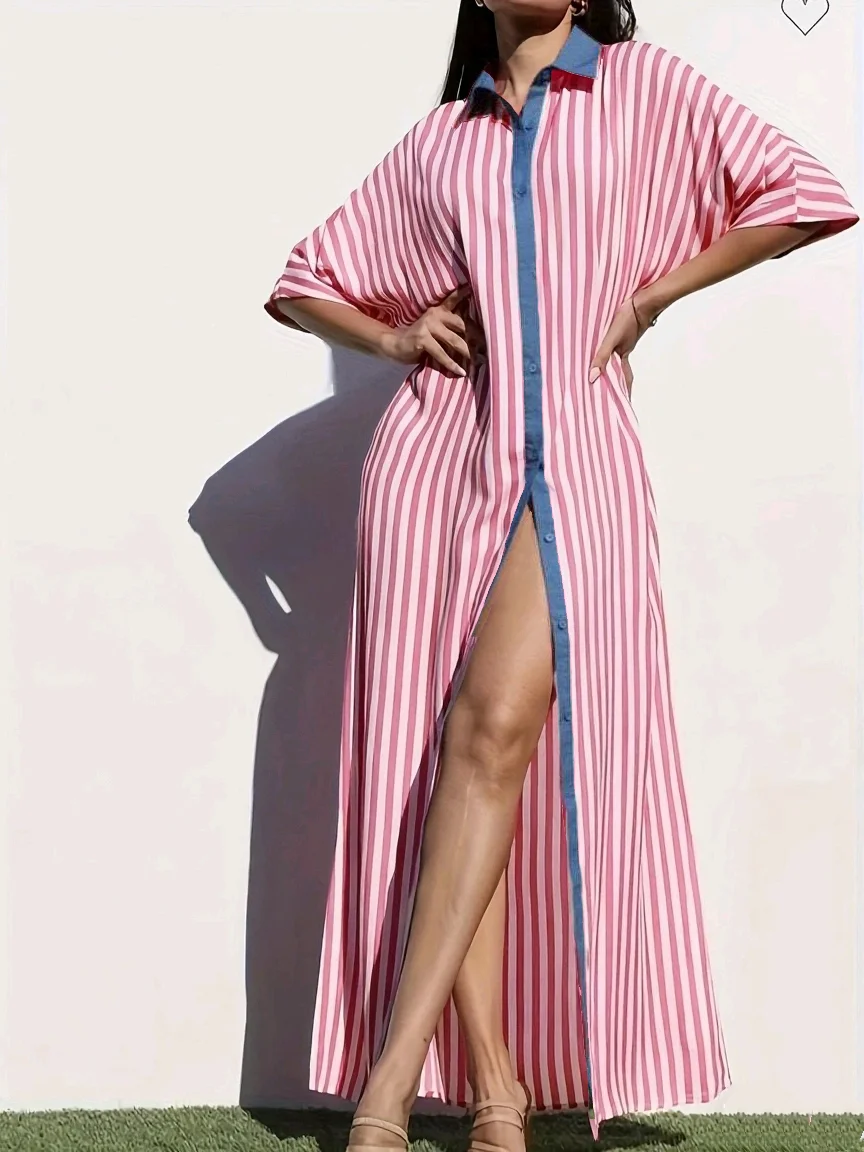 Женское модное повседневное розовое платье допамина больших размеров в вертикальную полоску
Женское модное повседневное розовое платье допамина больших размеров в вертикальную полоску