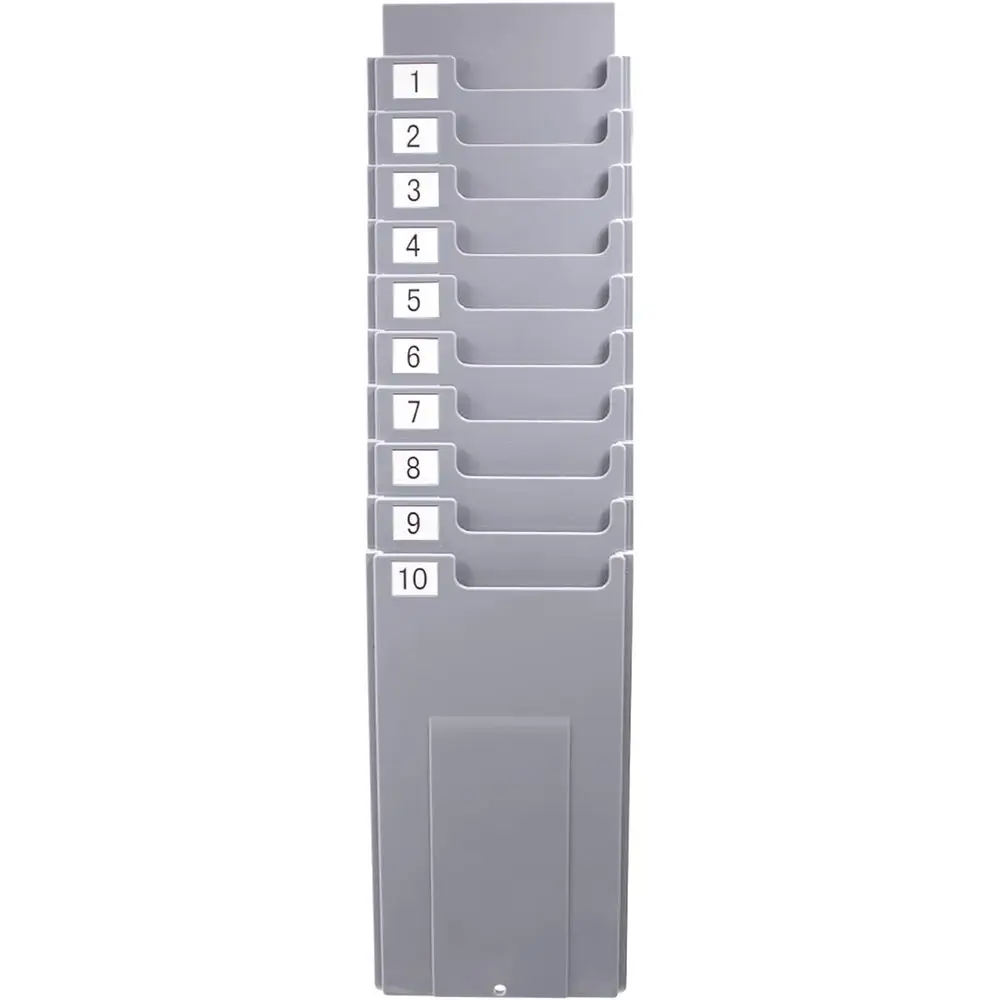 10-Slot Wall-Mounted Retractable Expandable Time Card Holder, Compatible with Time Clock and Attendance Recorder, Grey
10-Slot Wall-Mounted Retractable Expandable Time Card Holder, Compatible with Time Clock and Attendance Recorder, Grey